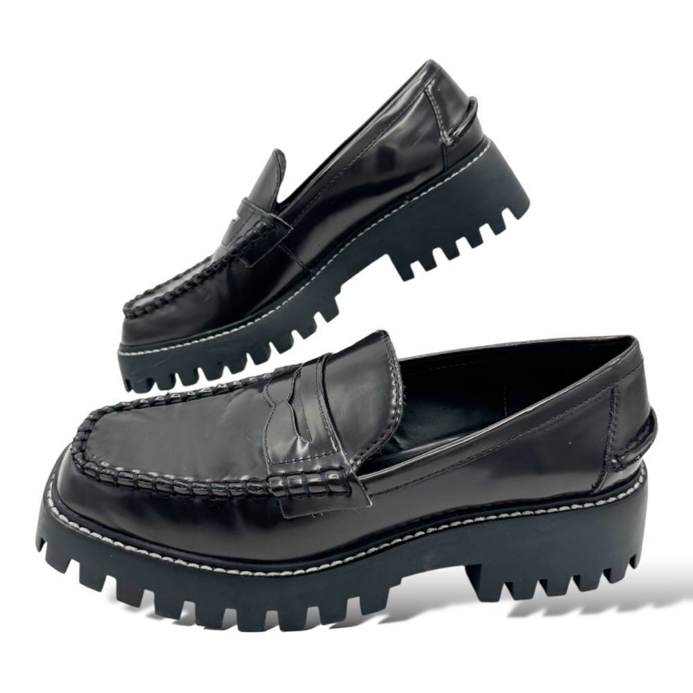Mango Track Sole Faux Leather Slip-On Loafer with Track Sole Deep Burgundy 7.5